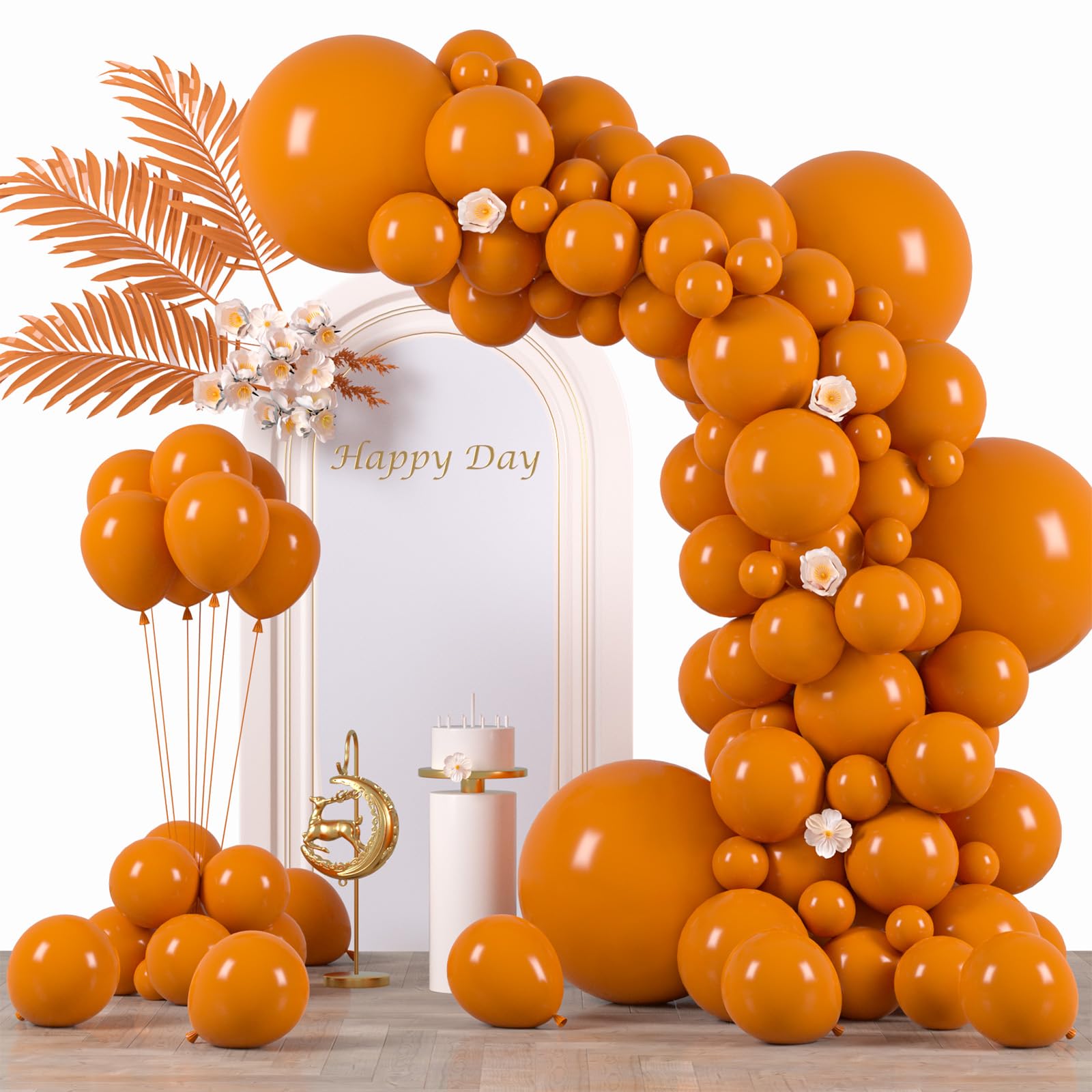 Voircoloria 130pcs Burnt Orange Balloons Garland Arch Kit, 18 12 10 5 Inch