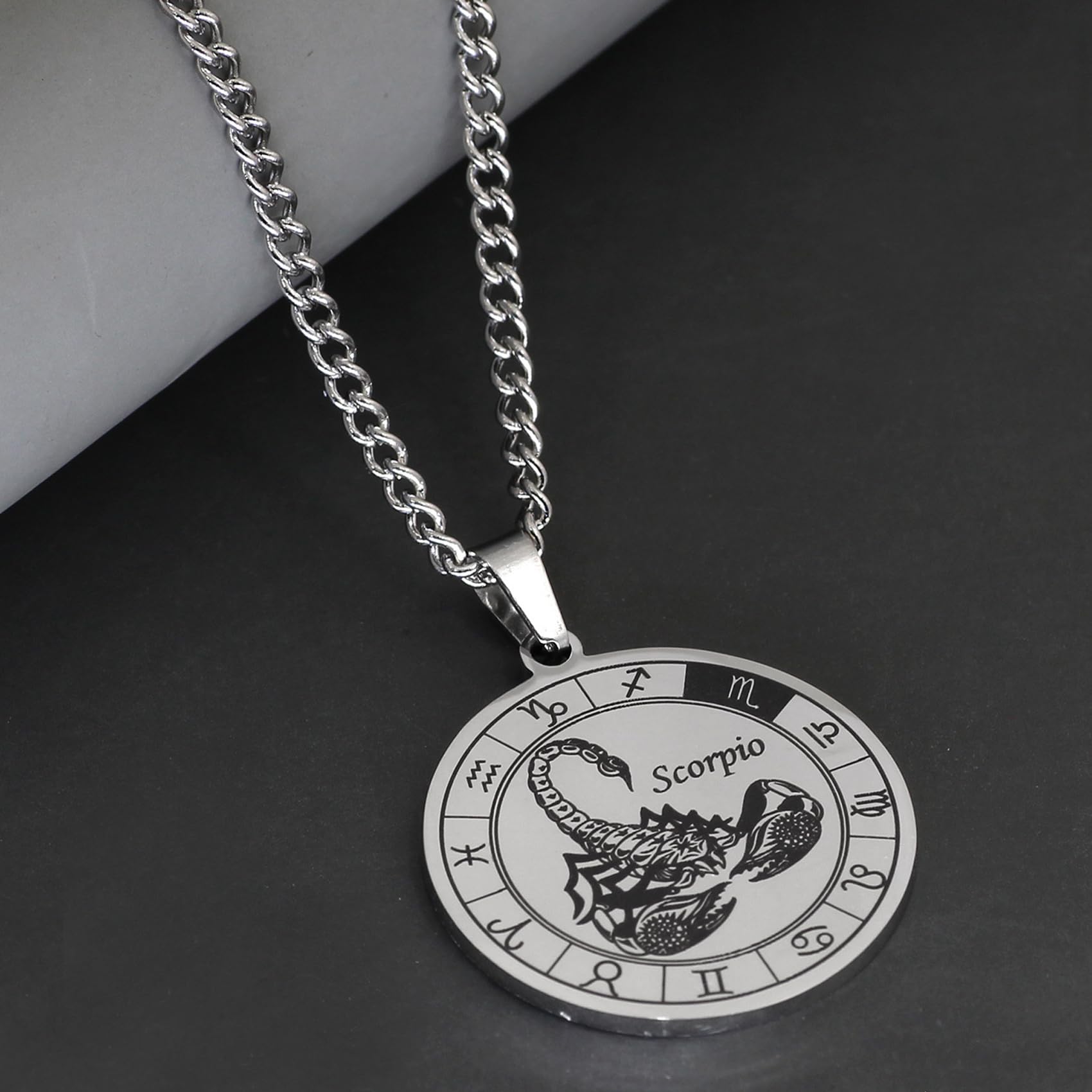Ensemble collier et bracelet signe du zodiaque pour homme - Collier de constellation - Pendentif en acier inoxydable - Bracelet de perles élastique - Cadeau d'anniversaire
