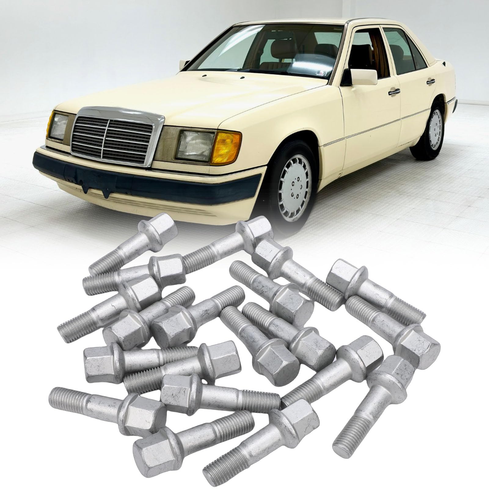 Generic Śruba Piasty Koła, Zamiennik dla 190E 1986 1987, 300CE 1990 1993, M12x1,5x40 Stalowe śruby z łbem Kulowym, 20 Sztuk/zestaw, OEM A0009904807, z doskonałą kompatybilnością, dla