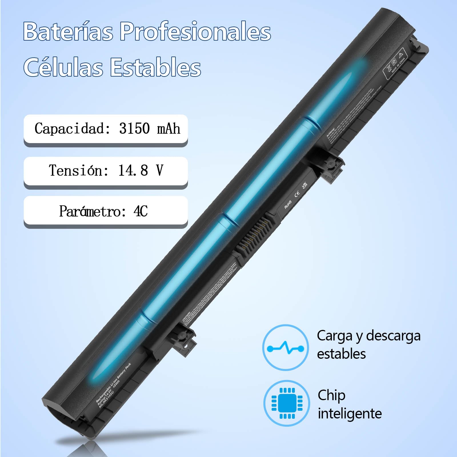 3150mAh Batería para Toshiba Satellite L50 L50-B PA5185U-1BRS C50-B L50D L50C PA5186U-1BRS PA5195U-1BRS PA5184U-1BRS C50 C50-B-14D C55 [45wh / 4Cells]