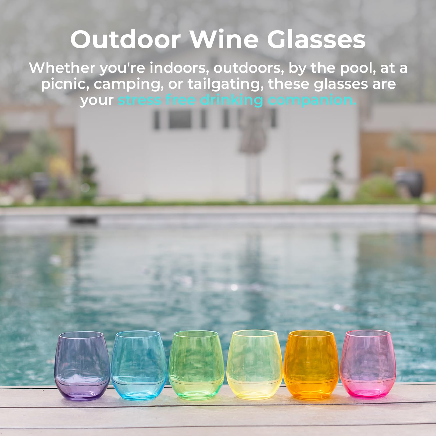 Copas de vino irrompibles de alta calidad, juego de 6 copas de vino de plástico acrílico reutilizables sin BPA, inastillables, elegantes copas de vino transparentes para exteriores, bodas, bares