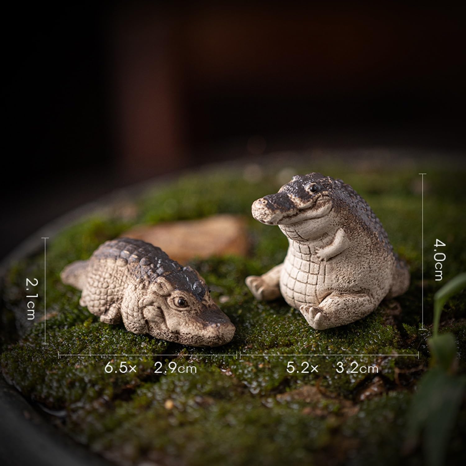 figurki zwierzątek， Uroczy krokodyl figurka ceramiczny zestaw do herbaty akcesoria dekoracja stołu, ceremonia herbaty ozdoba biurkowa prezenty(A)