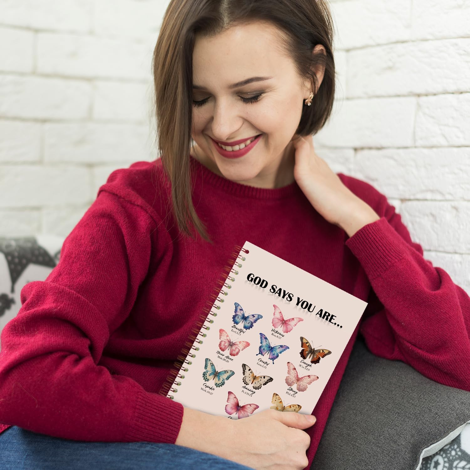 Butterfly Christian Spiral Notebooks, God Says You Are Bible Journal, Scripture Journals for Writing, Christian Gifts for Women, Religious Notebook for Note Taking, 5.5x8.3 Inch - Image 3