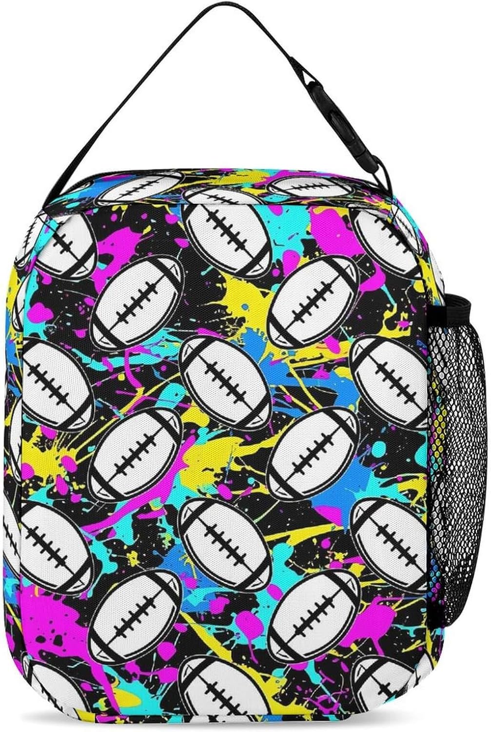 Football Backpack with Lunch Box & Pencil Case, 16 Inch Cool Football Themed Bookbag, Adjustable Durable Lightweight Large Capacity, Colorful Football Backpack Set for Kids Girls Boys School - Image 5