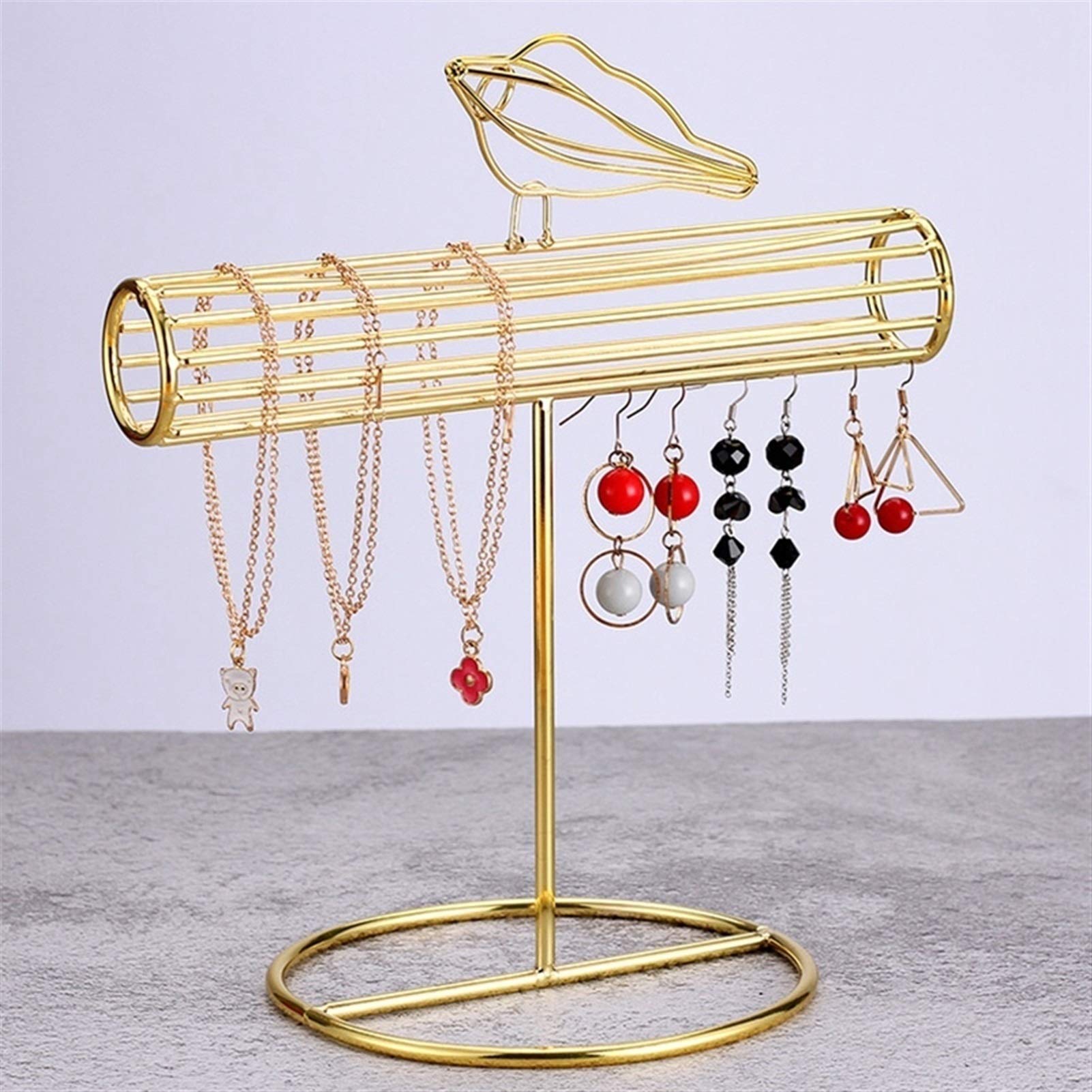 HDBCYUAZ Metal Bird Jewelry Tower Bracelet Holder Display Stand Desktop Organizer T-Bar Necklace for Home Organization