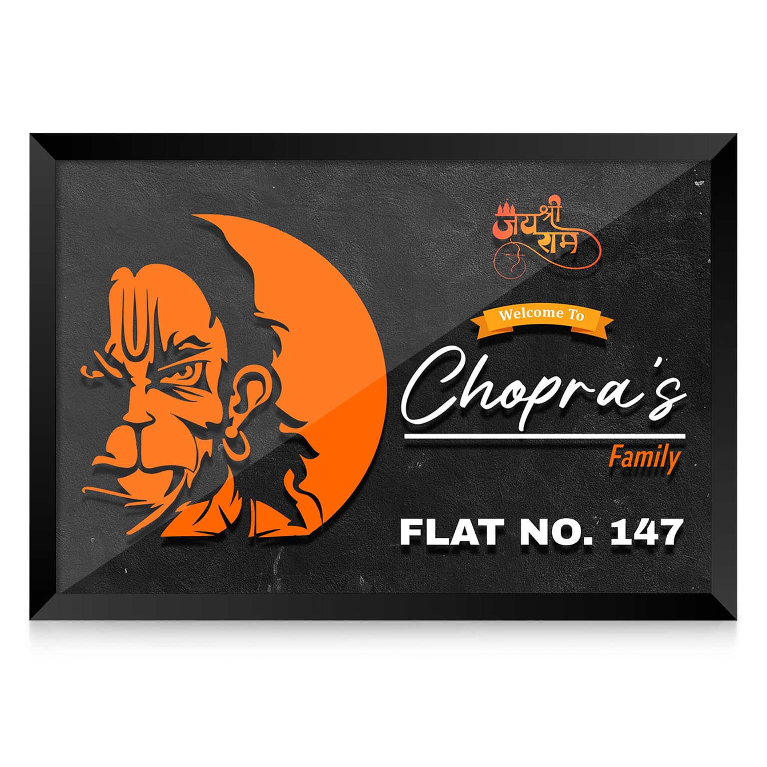 Personalized Hanuman Ji Name Plate | Custom Family Name Board | Flat Number Wall Frame | Wooden Door Name Plate | Hindu Home Décor-image-43