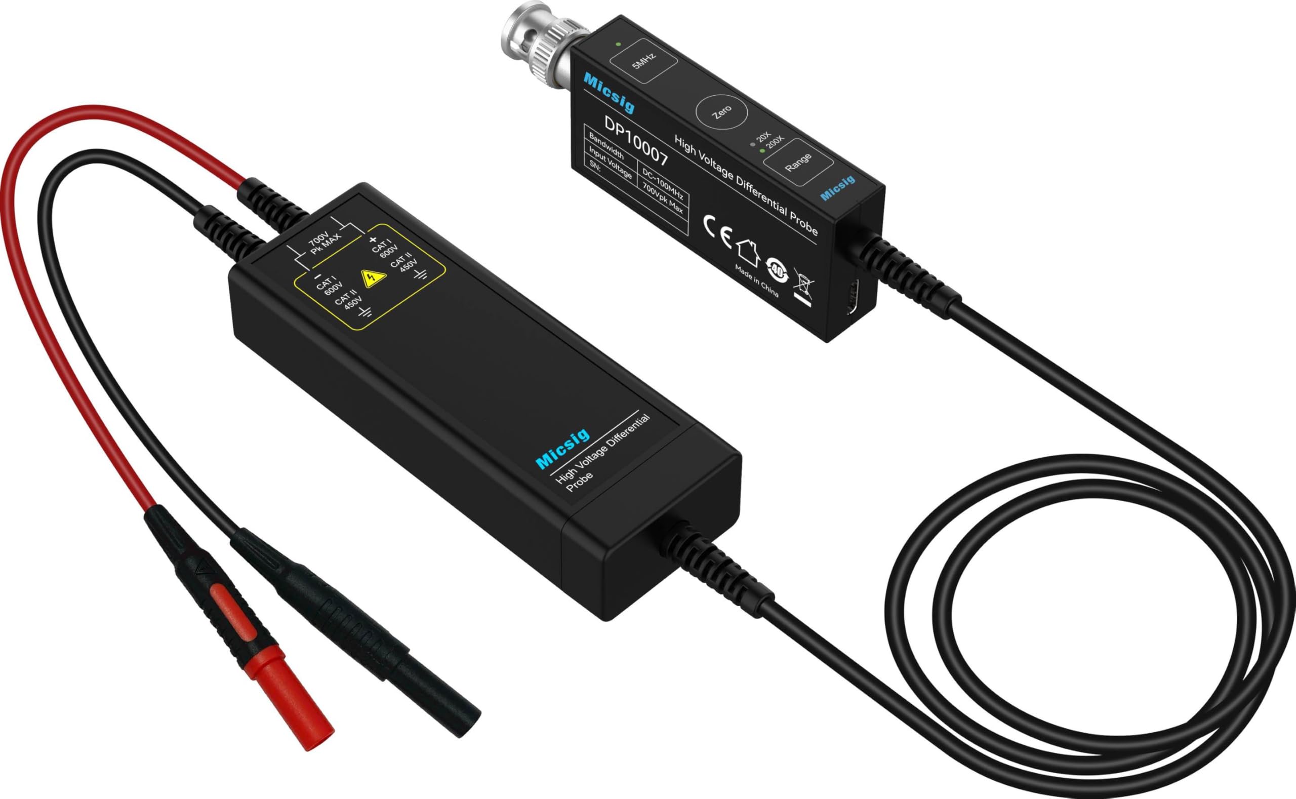 Micsig Votagle probe Micsig DP Series High Voltage Differential Probes can be used with any brand of oscilloscope,Easy self-calibration,Powered by USB output (DC 5V) (DP10007)
