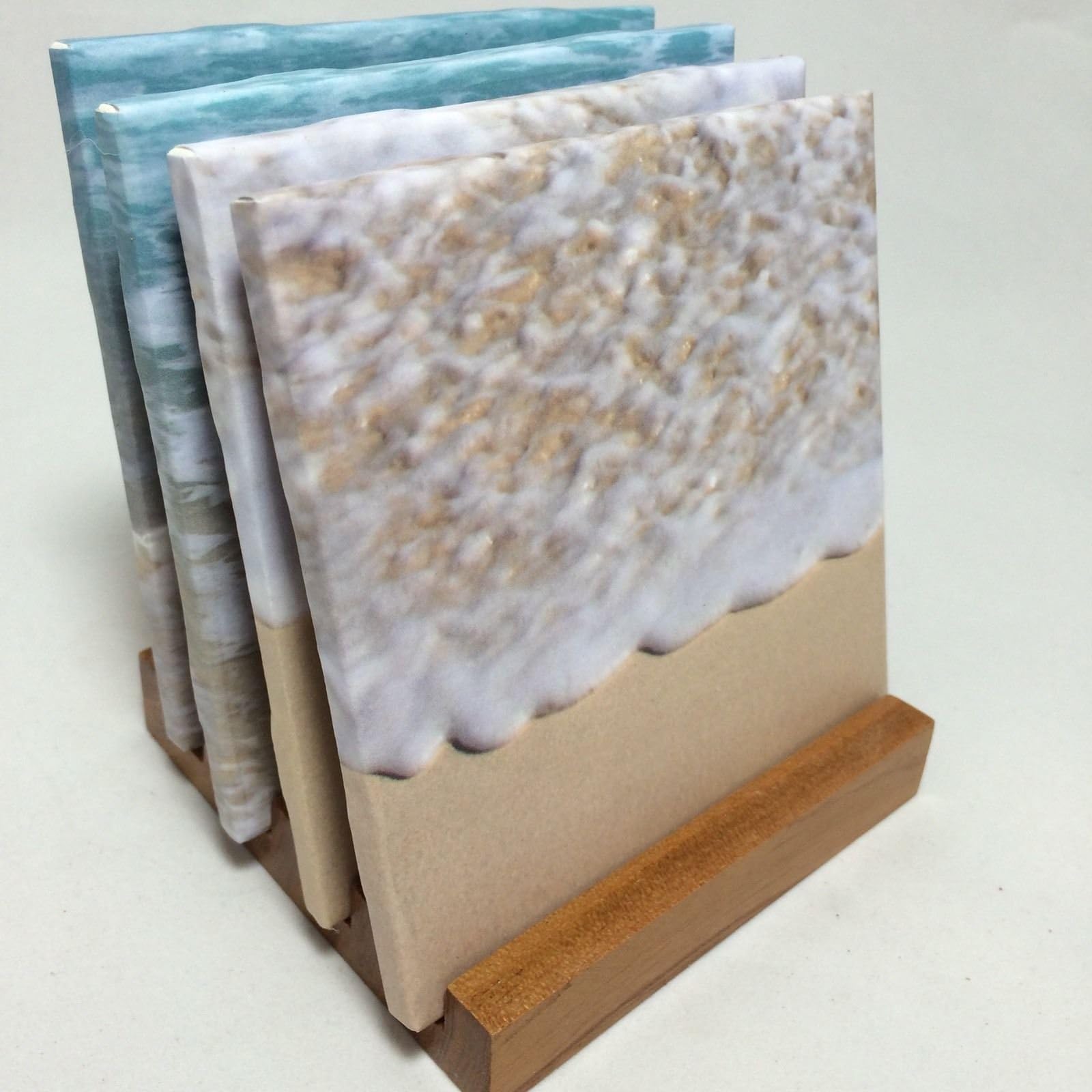 Green Chevron Handmade Tile Coasters (Set of Four)