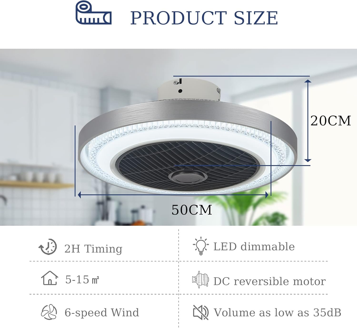 YUEGOO Ceiling Fans with Lamps,Remote Control App Dc Ceiling Fans with Lamps Design Round Reversible Dimmable Modern Fan Light Ceiling for Office Living Room/a