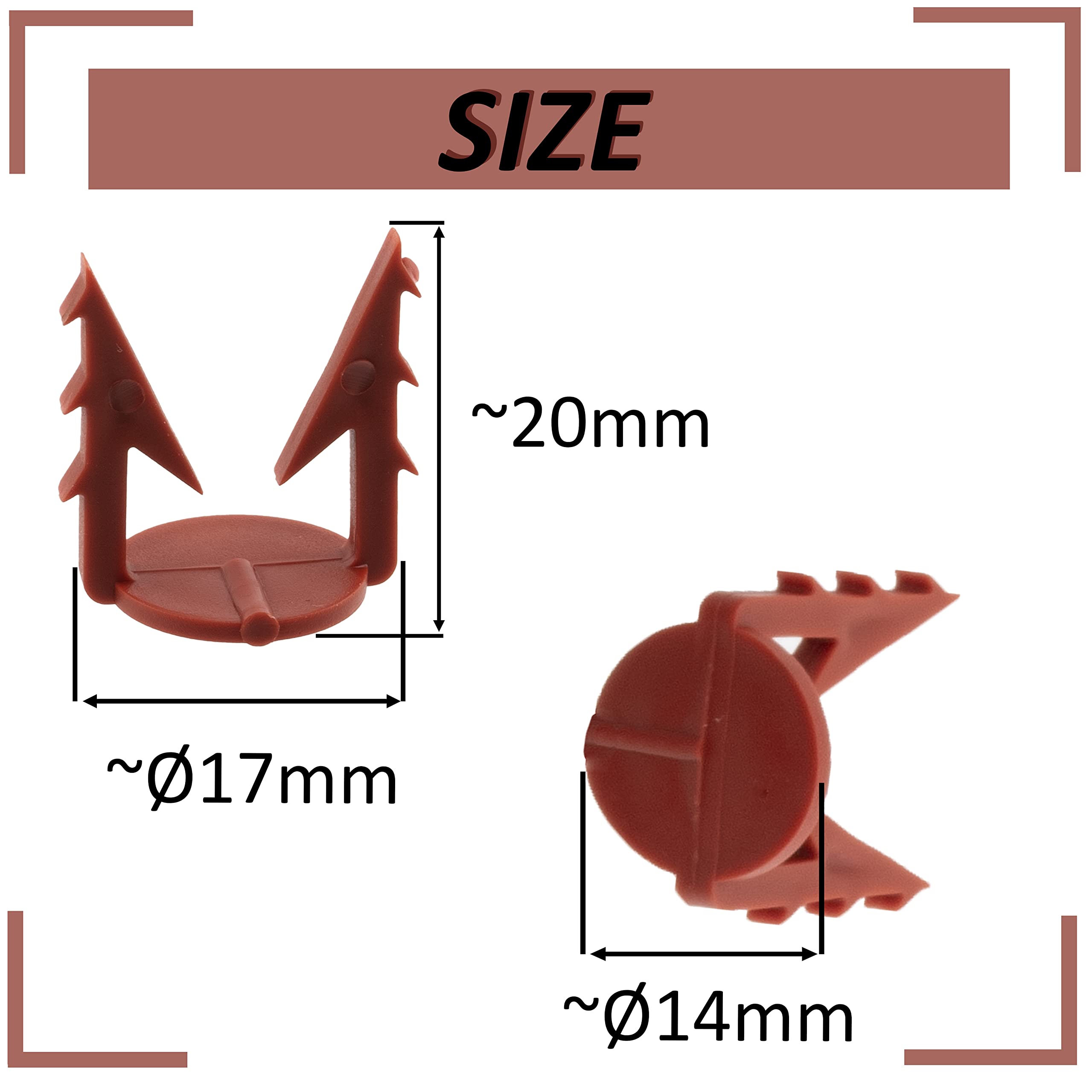 AERZETIX - C65199 - Set di 100 clip di fissaggio per rete/traliccio armato in fibra di vetro Ø14x20mm - in plastica - piastra polistirene espanso estruso lavoro supporto intonaco edilizio stucco colla