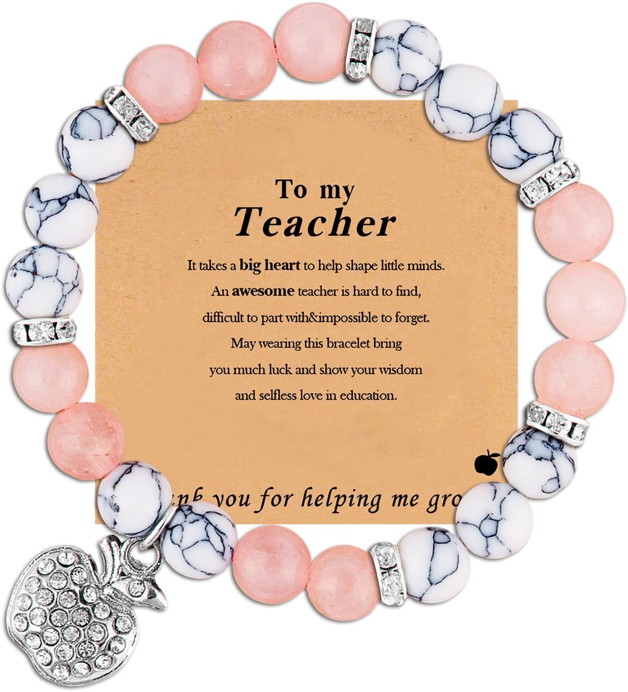 Teacher appreciation gifts,Natural Stone teacher Bracelet gifts for women,thank you gifts for teacher meaningful gifts for women with gift message card