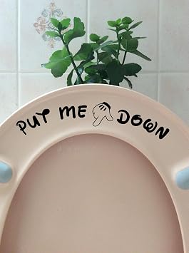 Pack of 2 Put Me Down Cute Mickey Hands Toilet Seat/Lid Sticker - Bathroom Decor - Bathroom Accessories Black