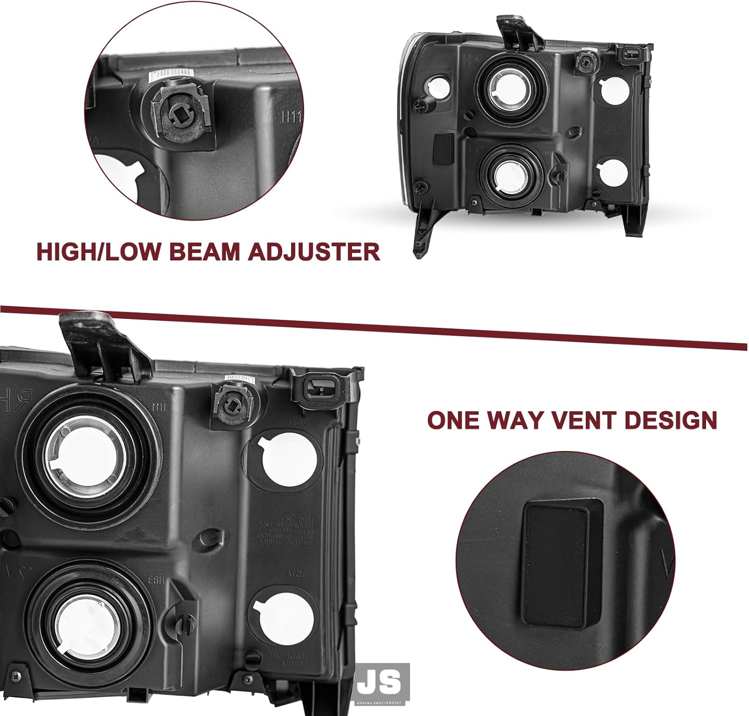 JSBOYAT Fits for 07-13 GMC Sierra 1500/07-14 GMC Sierra 2500HD 3500HD Headlight Assembly Replacement OE factory Style LH Left Driver Side