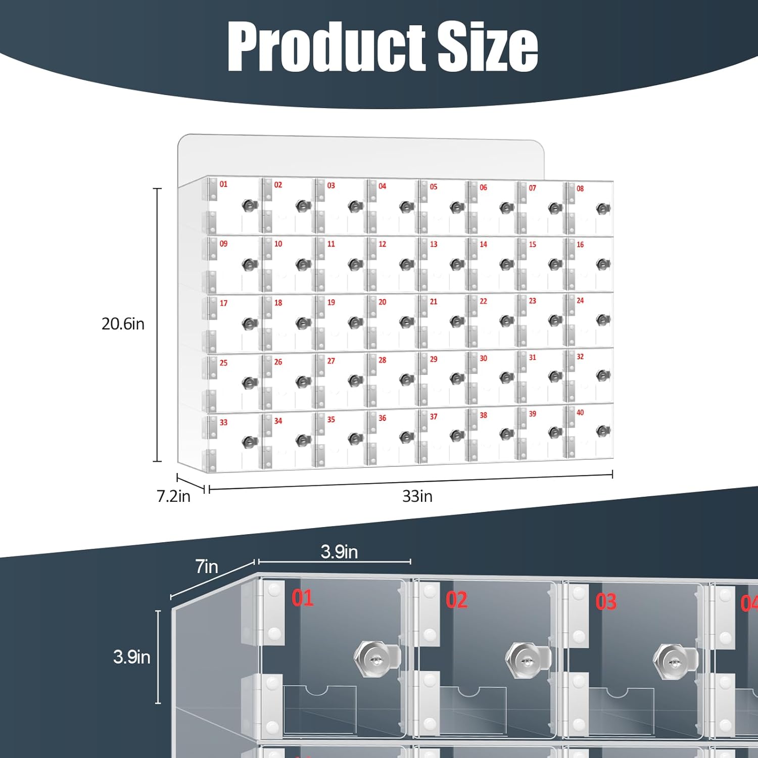 Mobile Phone Storage Box Transparent Acrylic Mobile Phone Security Locker with Key,Secure Wall-Mounted Acrylic Cell Phone Locker Box with Lock & Keys - Clear Storage Cabinet for Office, Scho