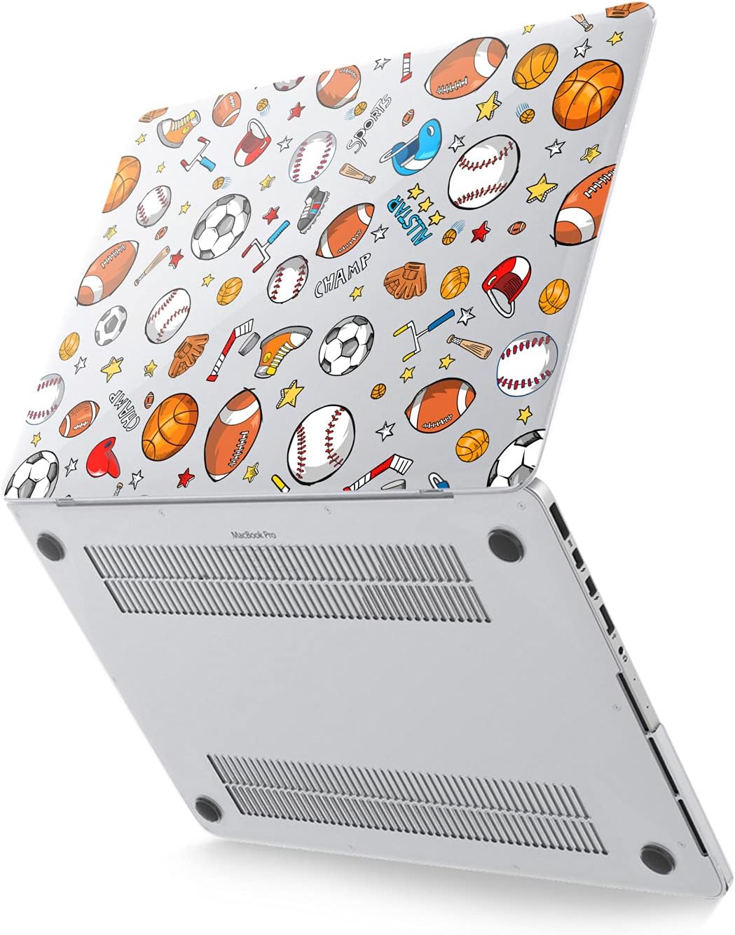 Hard Case Compatible for MacBook Pro 16 14 M3 M2 2023 M1 Pro 13 2022 Air 13 2021 Retina 2020 Mac 11 12 Design Cover Glam Print Basketball Protective Pattern Football Baseball Sports Laptop