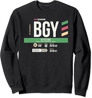 Vintage Bergamo BGY Airport Code Retro Travel Day Italy Sweatshirt