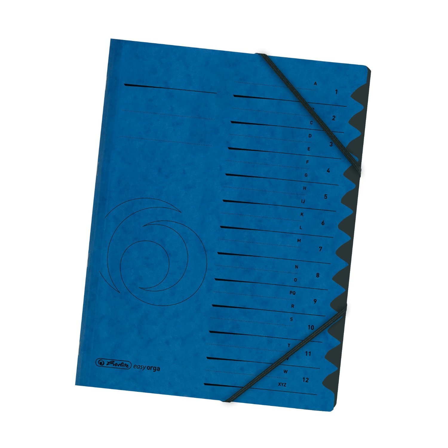 Herlitz Colorspan Part File Manilla Elasticated with Index Tabs 12-Part A4 Blue Ref 10843316
