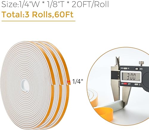 Vista 53 de Ravinte Tira de sellado de puerta de burlete de 3 "x 1/8" x 10FT - Blanco