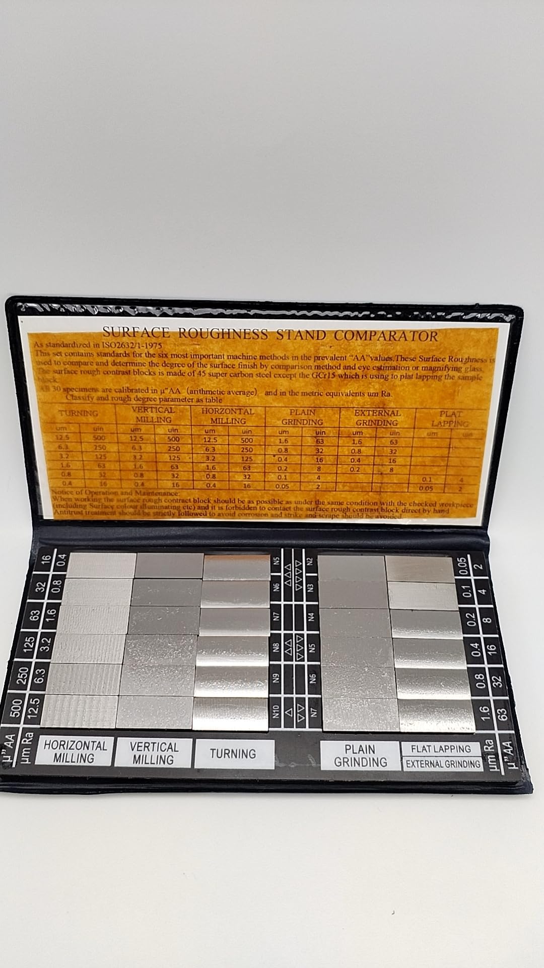 Kit D'échantillons De Rugosité - 4 Niveaux Différents - Pour Tests De Qualité En Usinage Et Meulage