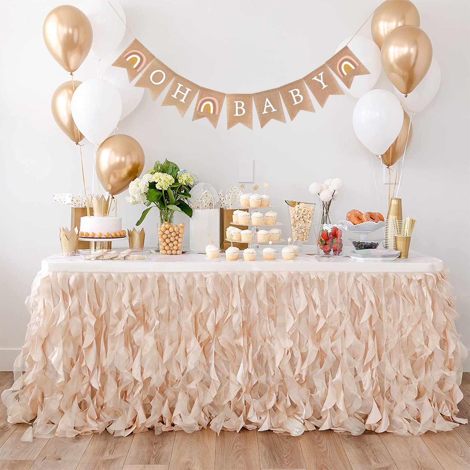 Oh Baby Decorazione Baby Shower: Striscione In Iuta Con Scritta, Già Assemblabo, 1,2 M, Per Rivelazione Genere E Festa - 3