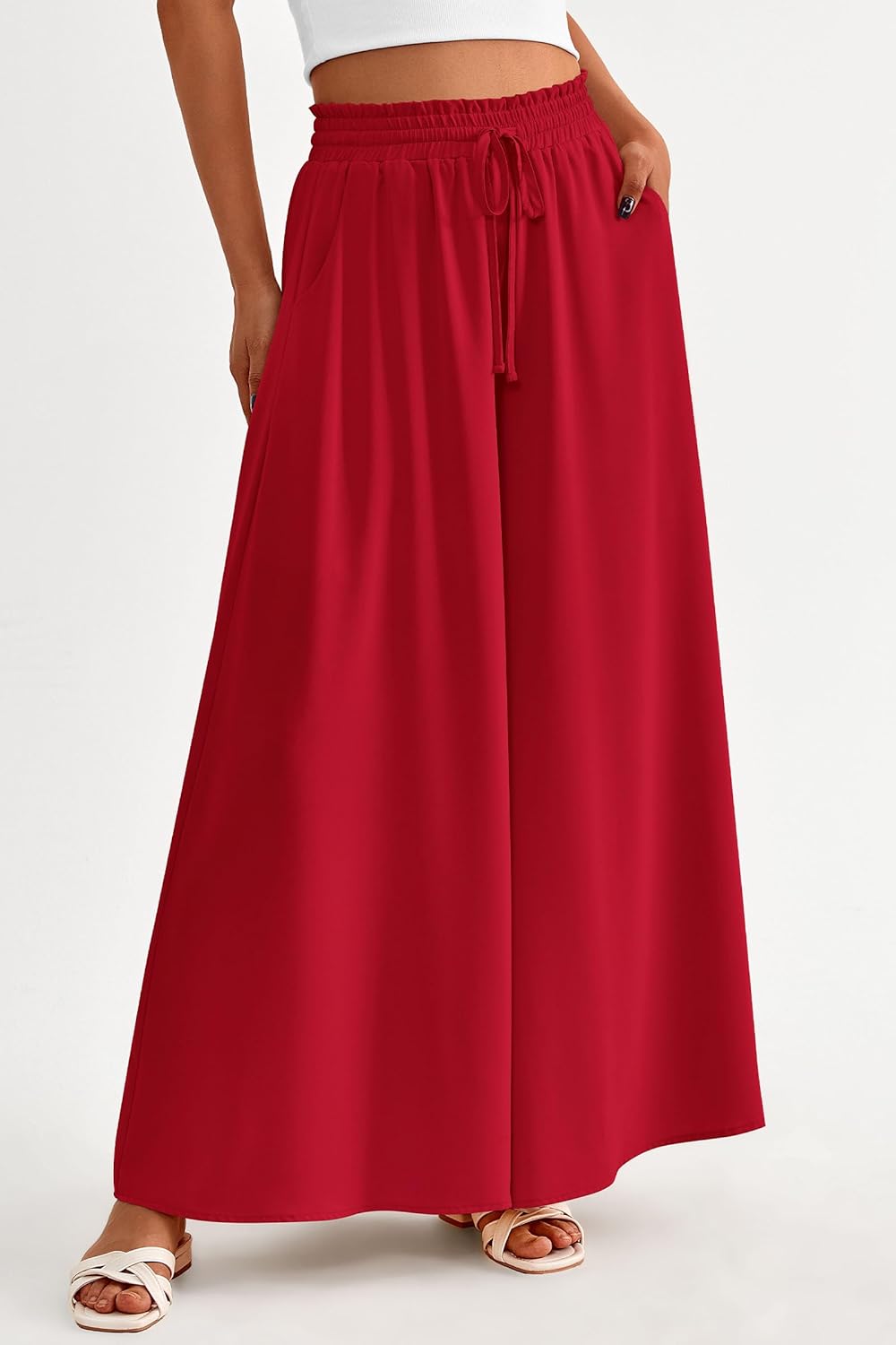 PRETTYGARDEN Women's 2026 Summer Wide Leg Palazzo Pants High Waisted Flowy Pockets Spring Casual Lounge Boho Beach Trousers - Image 6