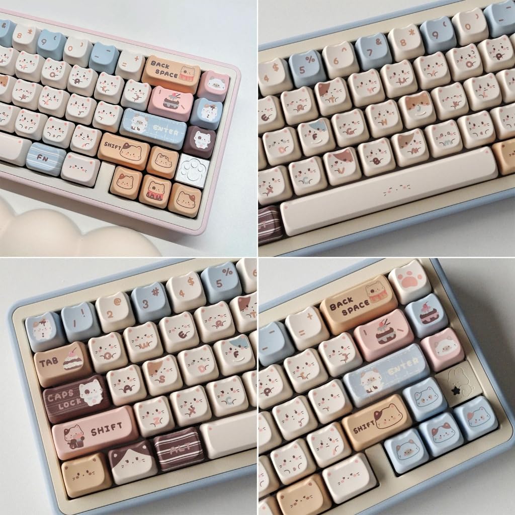 Sea Salt Kitten Keycaps Mao Profile Keycap for Personalizing Mechanical Keyboards