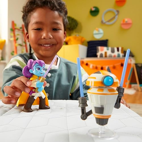 Miniatura 6 de Star Wars Young Jedi Adventures LYS Solay & Training Droid Figuras de acción, juguetes de escala de 4 pulgadas, juguetes preescolares para niños y