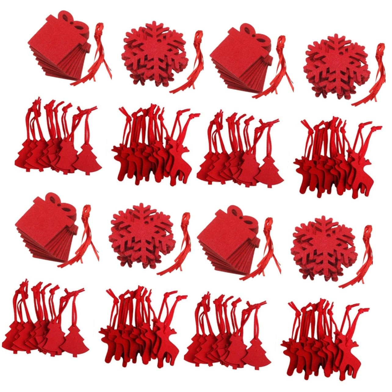 PRETYZOOM 4 Set Di Ornamenti Unici in Feltro Per Albero Di Natale Ciondolo A Forma Di Fetta Di Fiocco Di Neve Rosso Per La Decorazione Della Casa 40 Pezzi*4