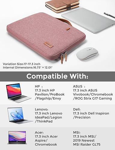 Miniatura 4 de DOMISO - Funda protectora para portátil de 17 pulgadas con asa, compatible con HP Dell ASUS Lenovo Chromebook de 17-17.3 pulgadas, bolsa para