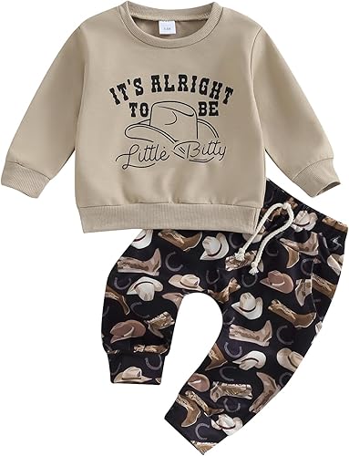 Kaipiclos Ropa para bebé niño, sudadera de manga larga con cuello redondo y estampado de vaca, pantalones largos para correr, otoño, invierno, traje