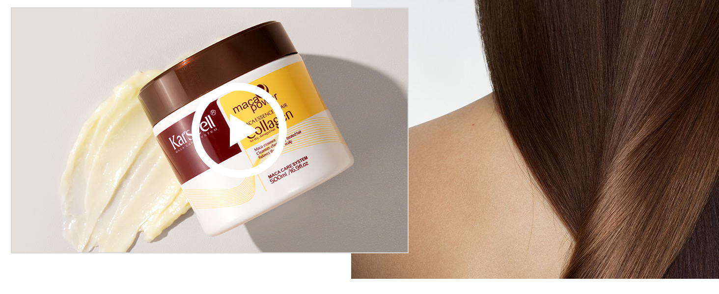 Karseell Collagen Hair Treatment Deep Repair Conditioning Argan Oil Collagen Hair Mask Essence for Dry Damaged Hair All Hair Types 16.90 oz 500ml