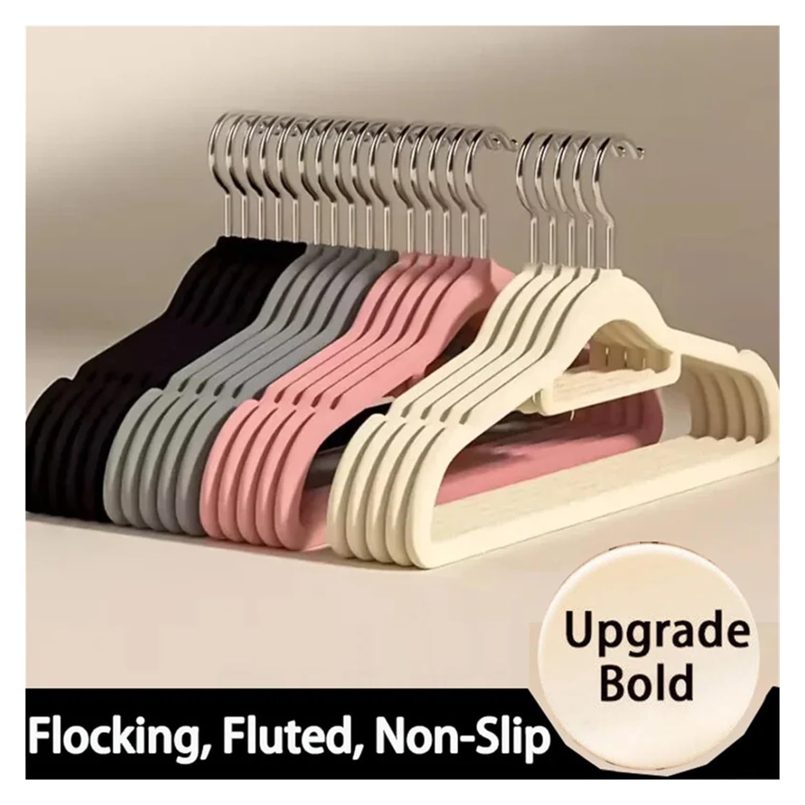Samt Kleiderbügel 10 Stück beflockte Kleiderbügel for Zuhause, rutschfeste Samt-Kleiderbügel, Mantel-Kleiderbügel, Starke Racks(Grey-10Pcs)