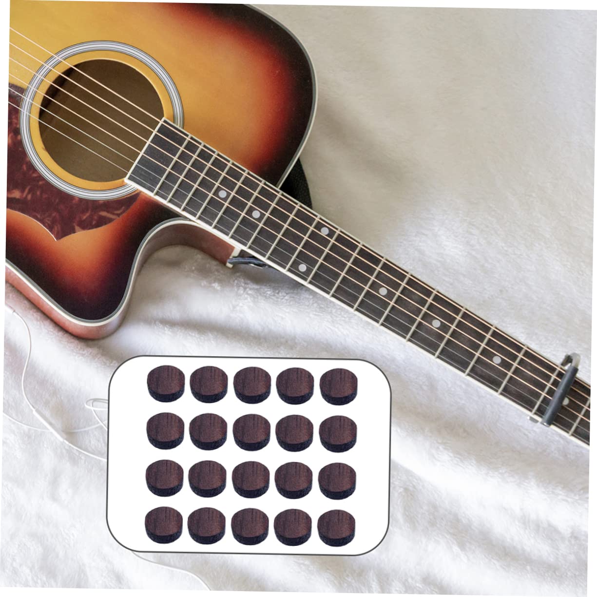 BESPORTBLE 20pcs Rosewood Guitar Side Dots Durable Music Instrument Inlay Markers Lightweight and Convenient Guitar Accessories for Position Identification