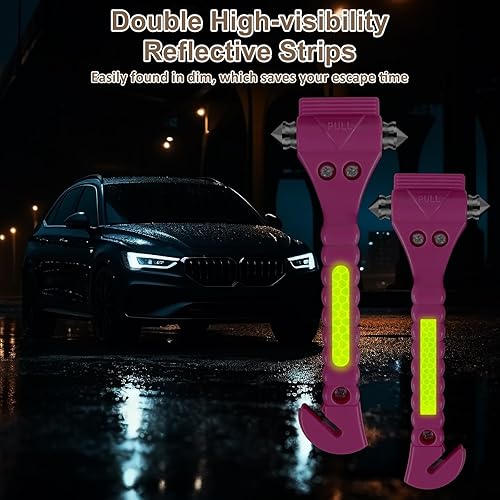 Miniatura 7 de ZHSX Paquete de 10 martillos de seguridad para automóvil, herramienta de escape 2 en 1rompeventanas de emergencia, cortador de cinturón de seguridad