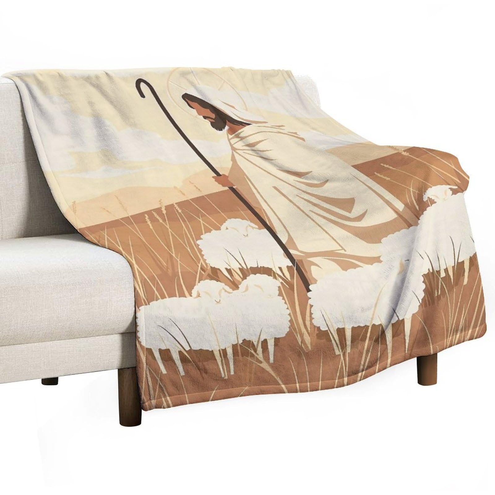 YHGSREUOH The Good Shepherd 02 Flannel Blankets Fleece Soft Throw Lightweight Plush Gifts for Couch, Bed, Cozy Sofa Plush, Chair, Lovers 130x175cm(50x70in)