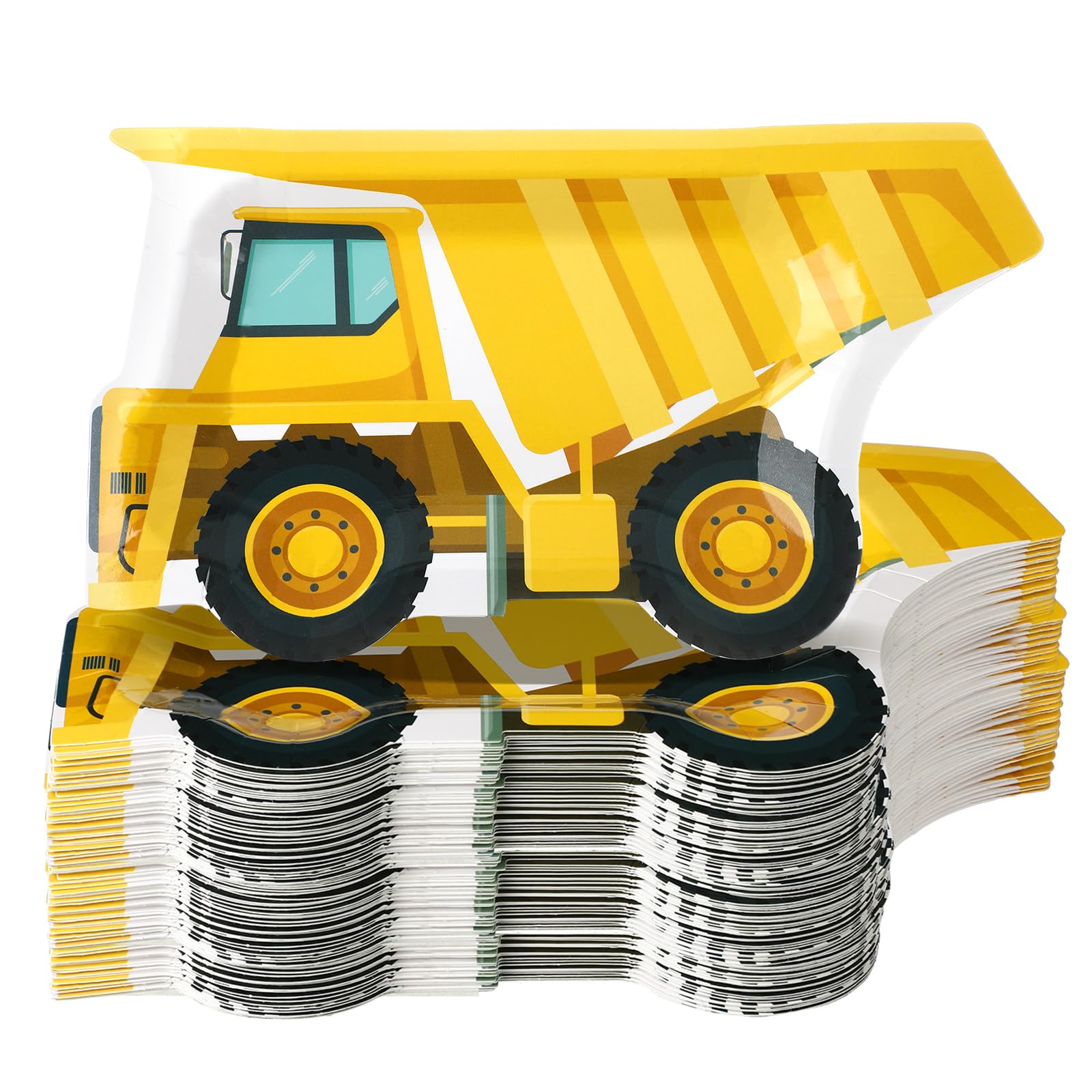 Zonon 50 Pcs Construction Truck Paper Plates Disposable Construction Theme Birthday Party Supplies Decoration for Food Snack Appetizer Lunch Dinner