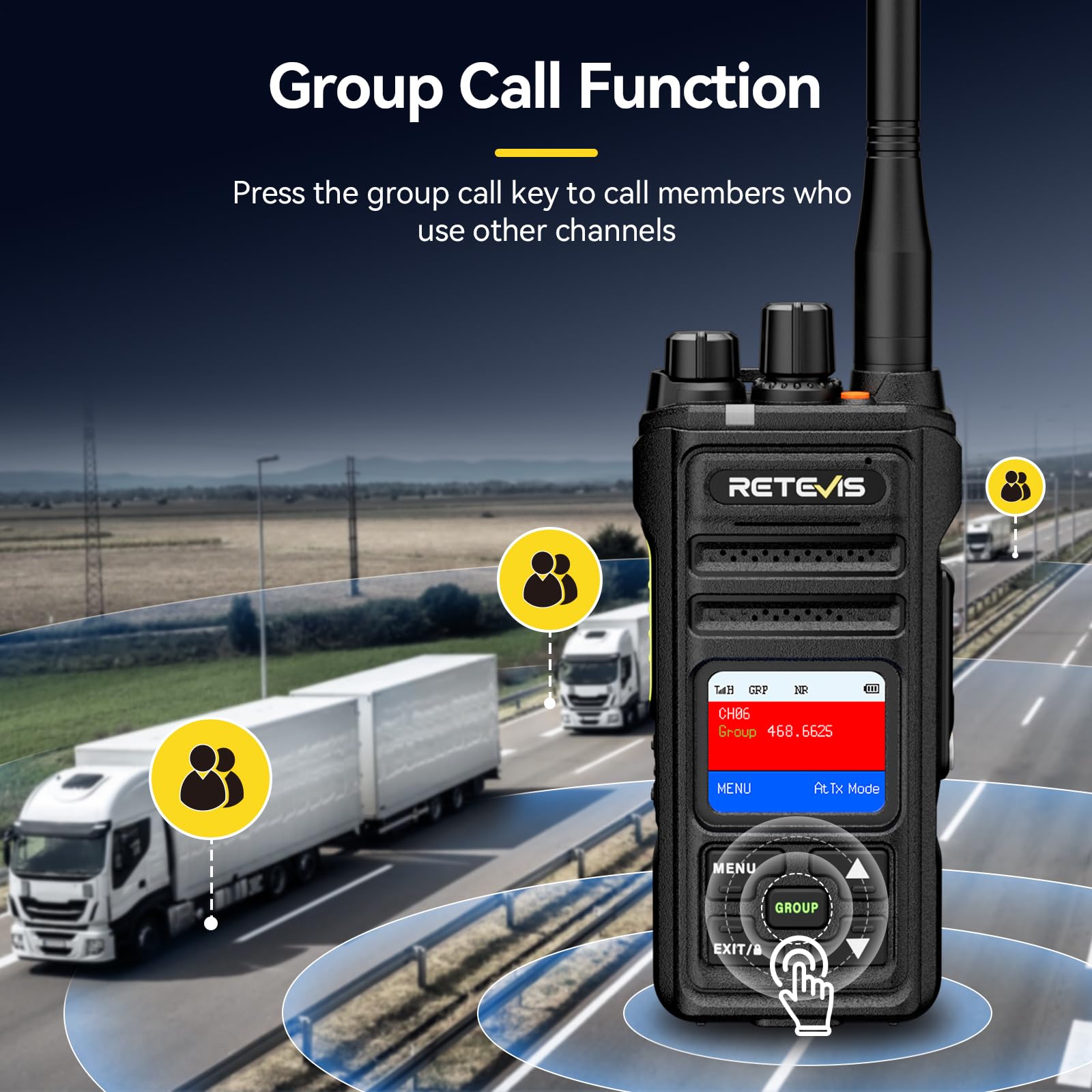 Retevis NR630S Walkie Talkie na Duże Odległości, Wodoodporne Krótkofalówka IP67, 2800mAh Redukcja Szumów AI, Ekran LCD, Wysokiej Mocy Profesjonalne Walkie Talkie do Logistyki (Czarne, 1 Szt.)