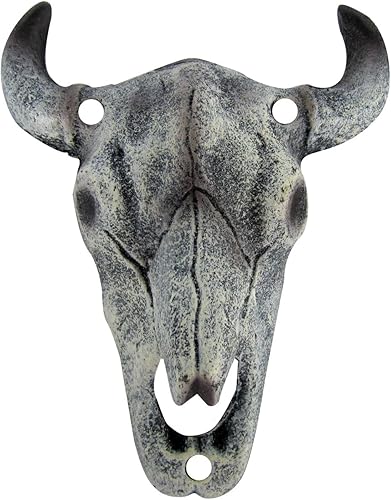 Longhorn Steer Skull - Abridor de botellas de hierro fundido para montaje en pared