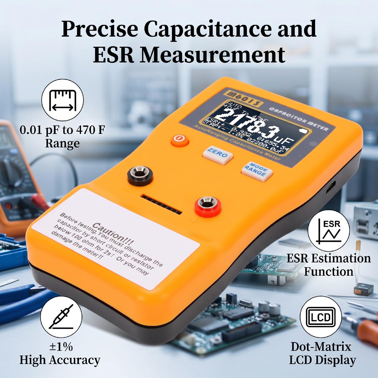 Karlak Tester Digitale per Condensatori con Letture Accurate e Display LCD Chiaro per Riparazioni HVAC e Diagnostica Elettronica