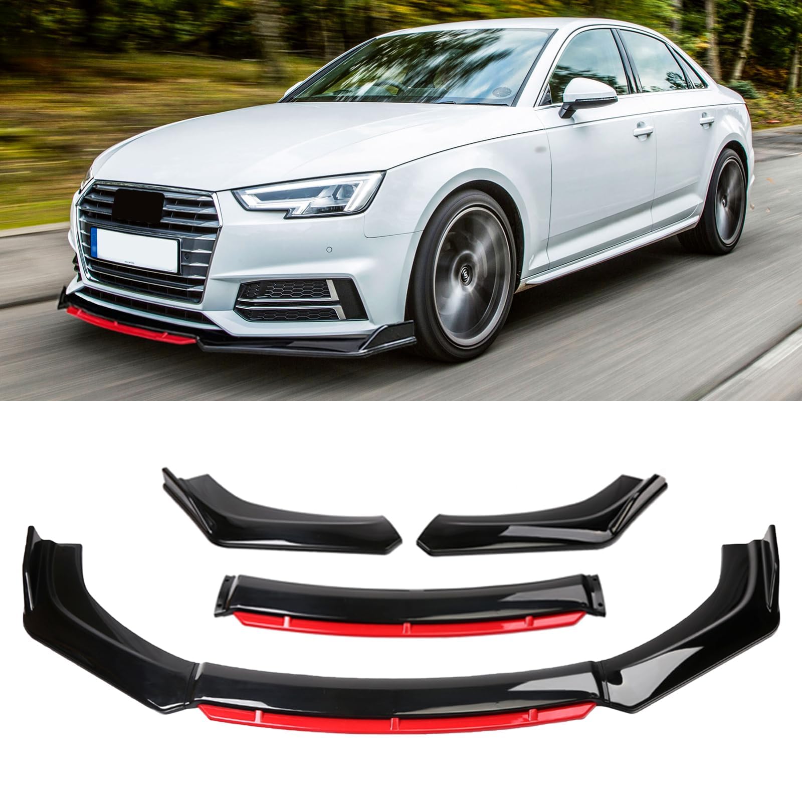 Woniyal Normal 3Pcs Front Bumper Lip Spoiler For Mercedes Benz C300 2008-2014