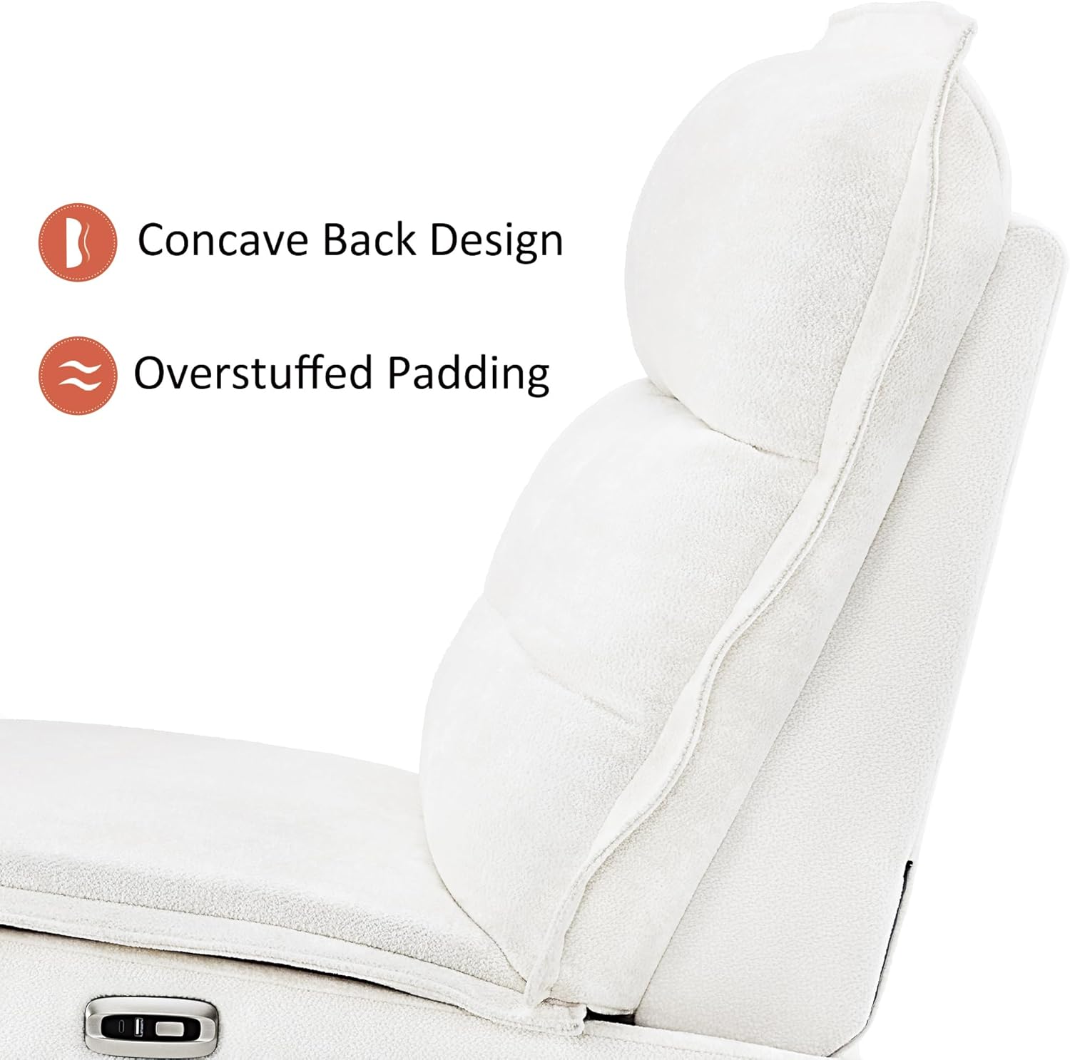 MCombo Wall Hugger Armless Power Recliner Chair with USB Ports, 29.5" Extra Wide Seat, Oversized Fabric Powered Reclining Sofa for Living Room, Small Space, ALR01 (Cream White)
