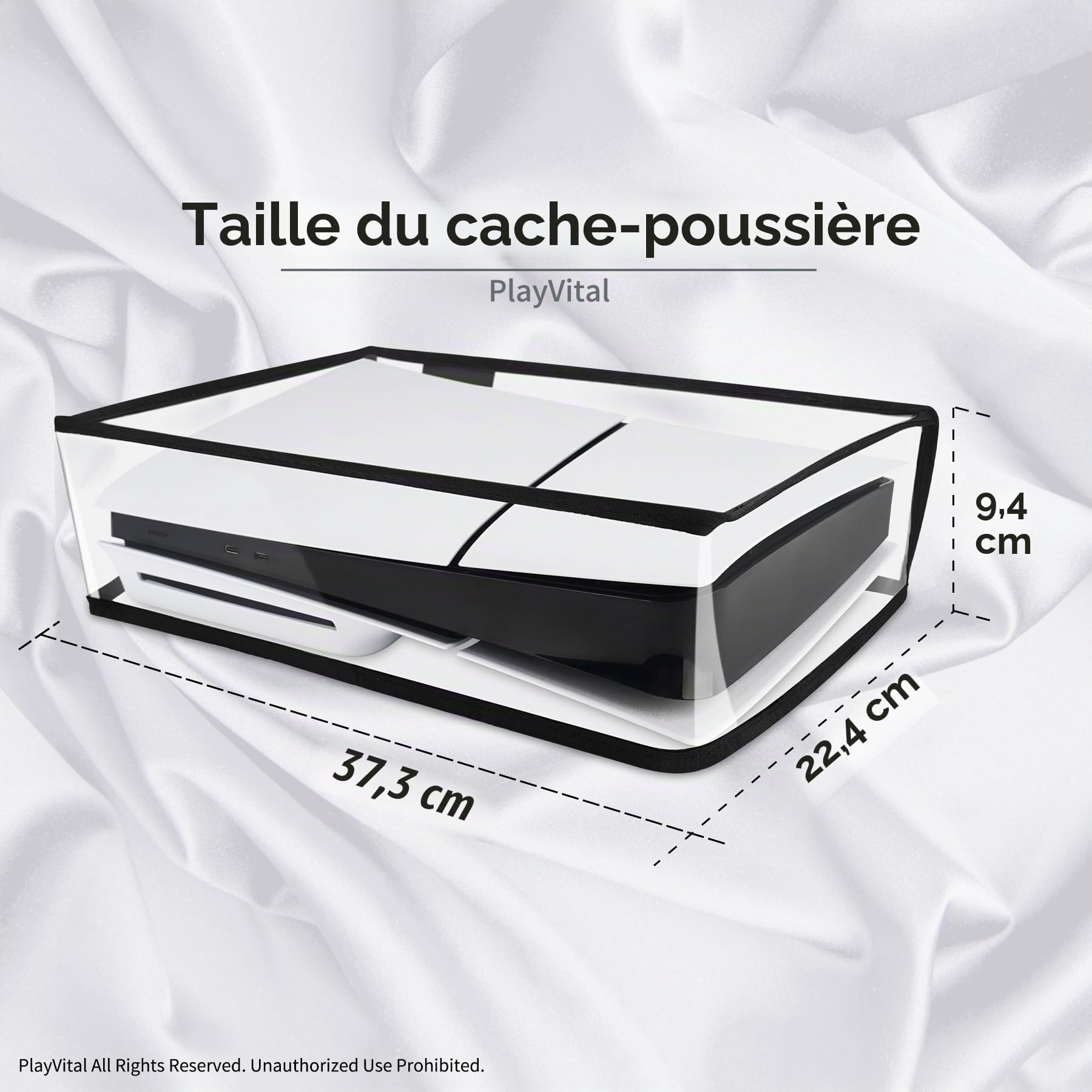 PlayVital Housse Anti-Poussière pour ps5 Slim Standard Console,Accessoire Protection pour ps5 Slim Cache-Poussière Dust Cover,Disc Edition-Horizontal,Transparent