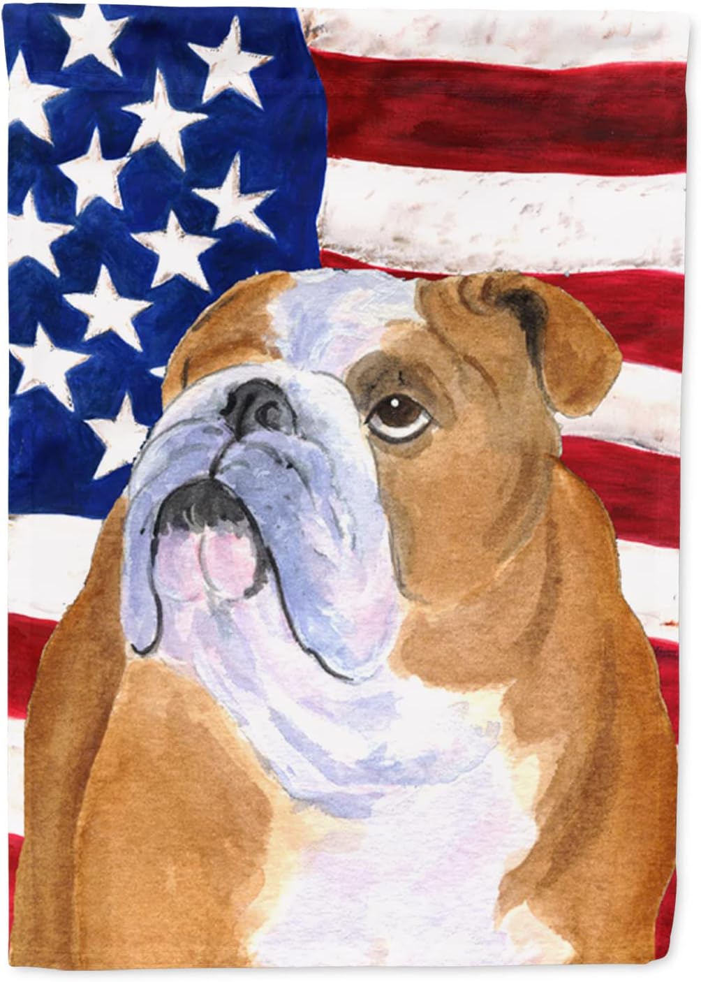 Caroline's Treasures SS4017CHF USA American Flag with Bulldog English Flag Canvas, Large, Multicolor