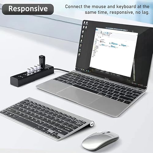 Miniatura 5 de Concentrador USB 3.0, vienon 7 puertos USB Data Hub Splitter para laptop, PC, MacBook, Mac Pro, Mac Mini, iMac, Surface Pro y más dispositivos USB