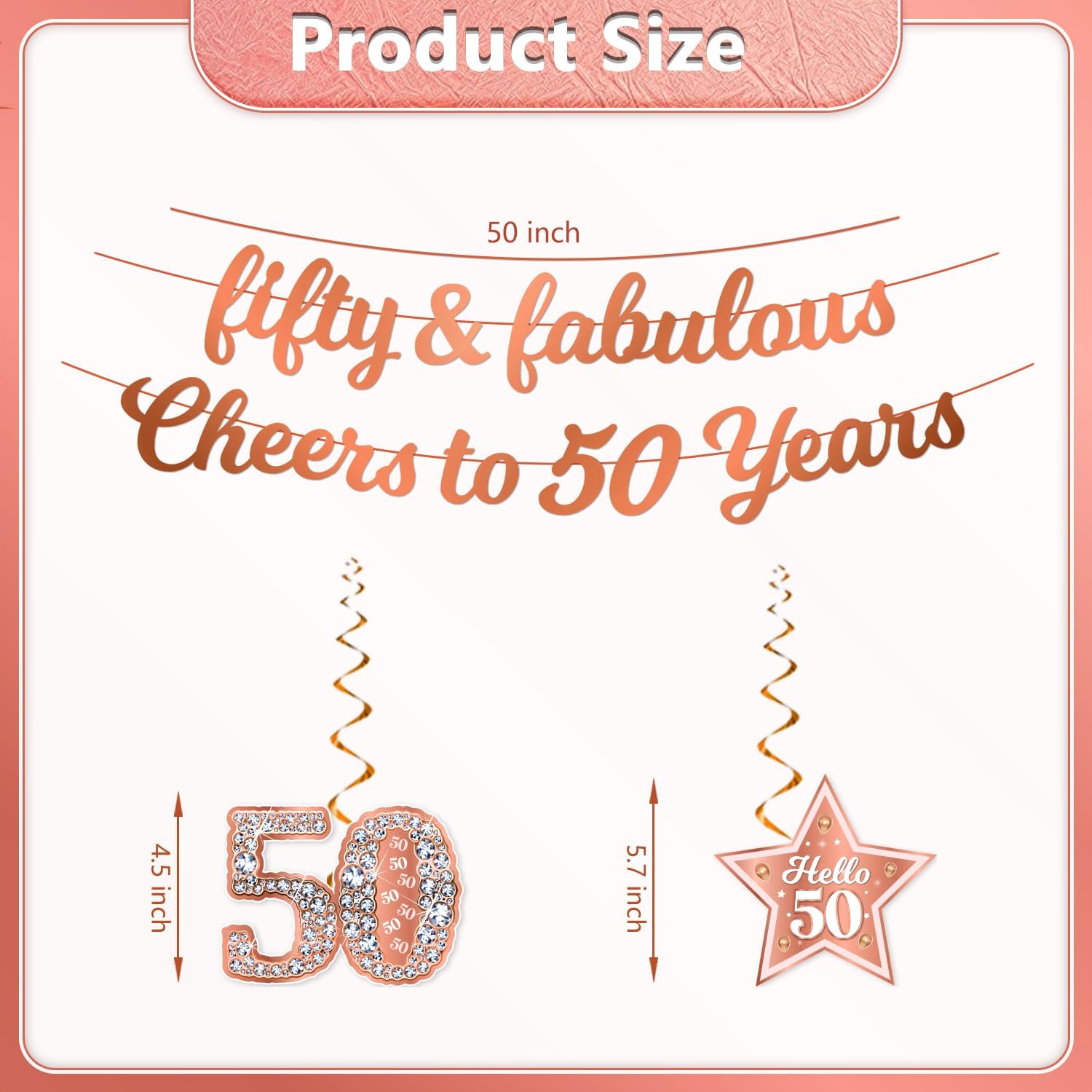 171Pcs 50th Birthday Decorations for Women Tableware Set Serves 25 Guests, 50 and Fabulous Supplies Include Banner, Candle, Plates and Tablecloth Etc, for Happy 50th Birthday Decorations - Image 3