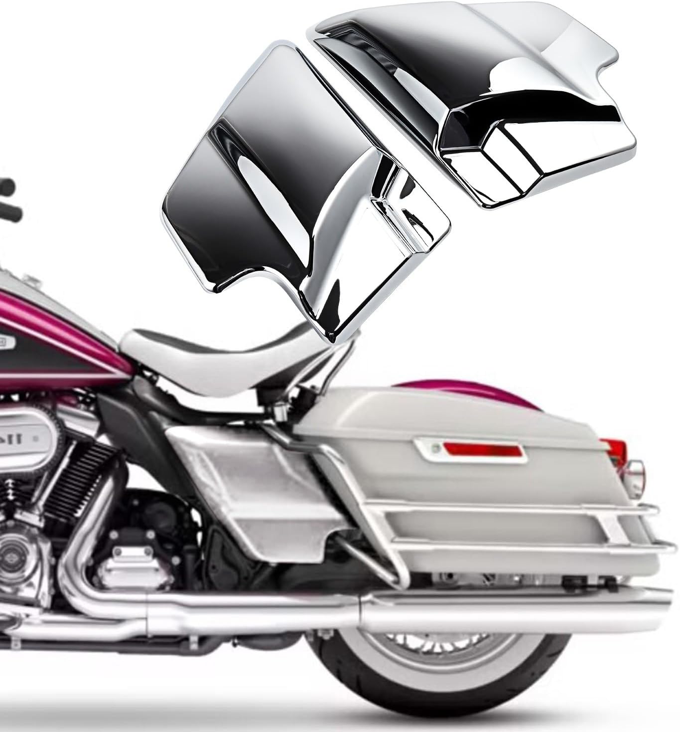 Astra Depot Chrome Side Cover Panels Replace 66048-09 66250-09 for 2009-2023 Harley Touring Street Glide, Road Glide, Road King, Electra Glide, Ultra Classic