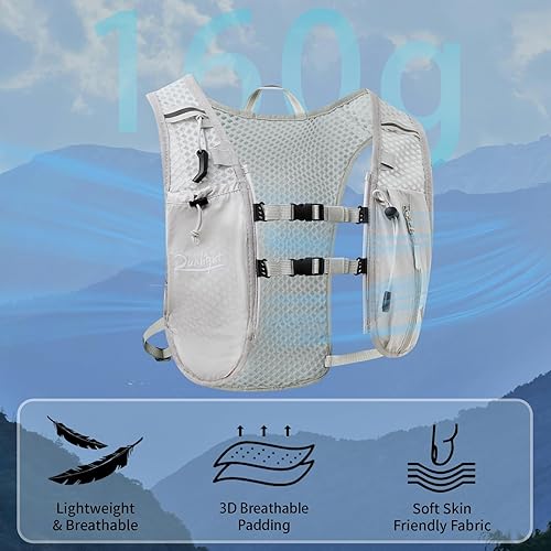 Miniatura 5 de Chaleco para correr para mujeres y hombres, mochila de hidratación ajustable, transpirable, reflectante, con bolsa de agua de 1.5 litros para