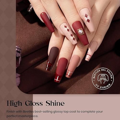 Miniatura 3 de Beetles Fall Gel Polish Set Dark Brown Gel Nail Polish 6 Colors Glitter Burgundy Red Gold Black Sparkle Nail Kit Soak Off Led Manicure DIY Home