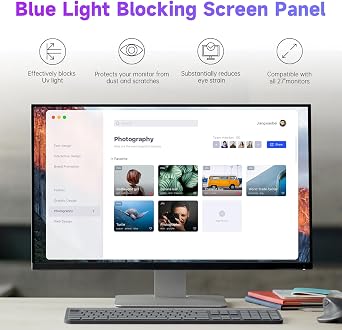 IPROKKO 2 Pack 27 Inch Anti Blue Light Screen Protector for Computer Monitor, Removable 16:9 Aspect Ratio, 27