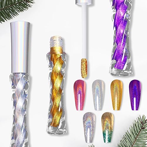 Miniatura 5 de Polvo holográfico para uñas, polvo holográfico rojo rubí para uñas cromadas, arco iris, unicornio, efecto espejo, polvo con brillantina, pigmento de